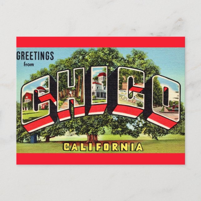 Retro Chico California Gruß Postkarte (Vorderseite)