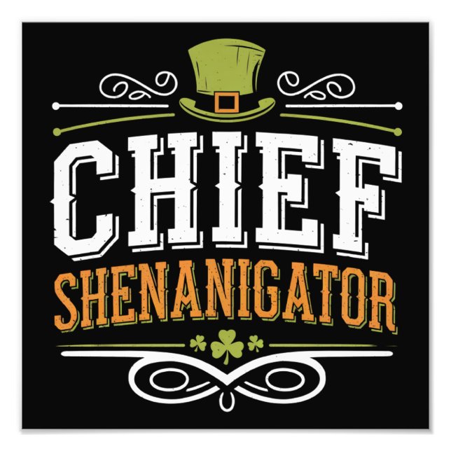 Retro Chief Shenanigator Lucky Leprechaun Hat Fotodruck (Vorne)