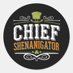 Retro Chief Shenanigator Lucky Leprechaun Hut  Runder Aufkleber