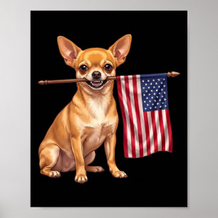 Retro Chihuahua Amerikanische Flagge Patriotischer Poster