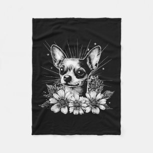 Retro Chihuahua Dog Lover Tattoo Style Fleecedecke
