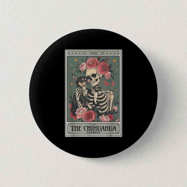 Retro Chihuahua Dog Lover The Moon Halloween , Wom Button (Vorderseite)