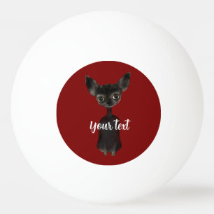 Retro-Chihuahua Schwarz Burgund Creme Laptop-Hülle Tischtennisball