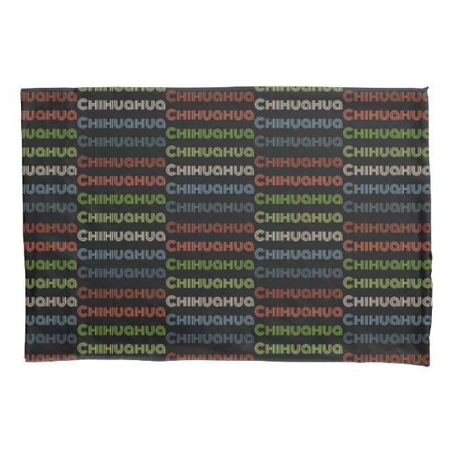 Retro Chihuahua Typografie Multicolor Hund Lover Kissenbezug (Vorderseite-Links)