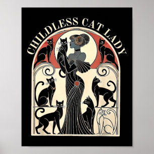 Retro Childless Cat Ladys Cat Karma Poster