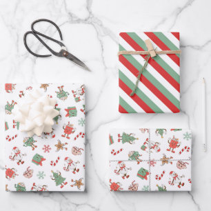 Retro Chillin' mit meinen Schneemassen Weihnachten Geschenkpapier Set