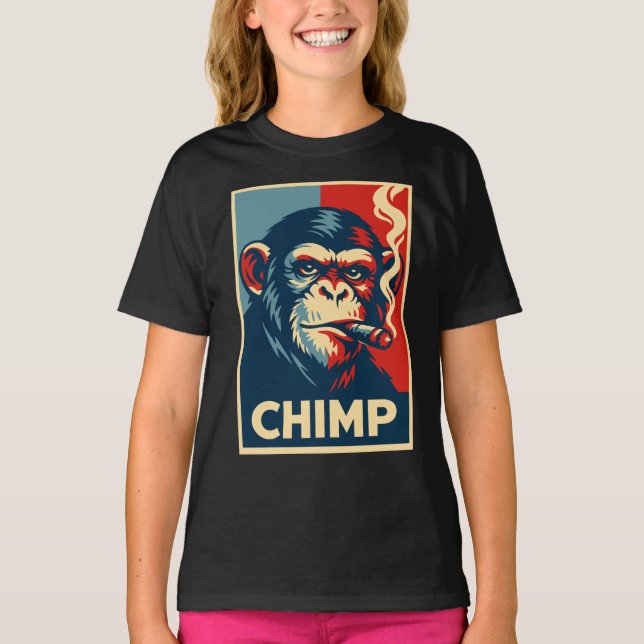 Retro Chimp smoking Cigar Poster T-Shirt (Vorderseite)
