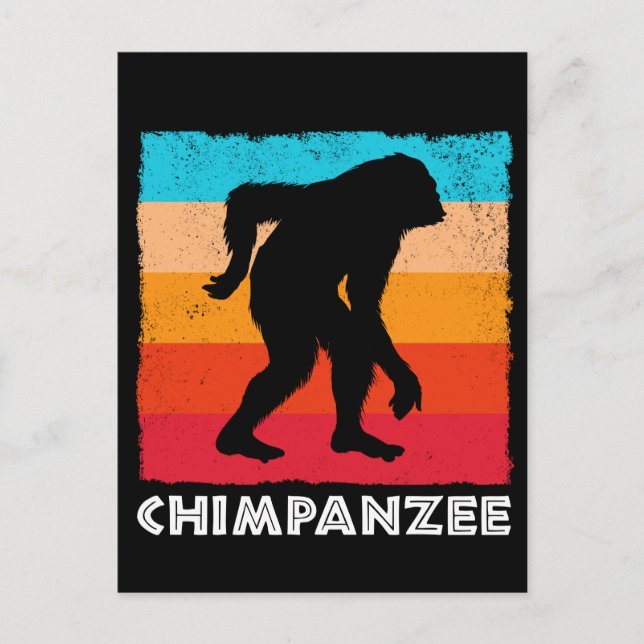 Retro Chimpanzee Gorilla Monkey Postkarte (Vorderseite)