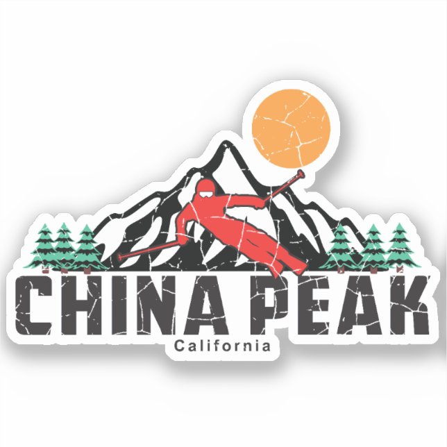Retro China Peak Ski Aufkleber (Vorderseite)