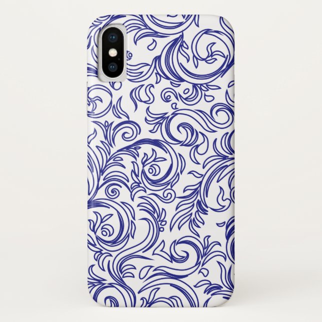 Retro Chinoiserie Blau und Weiß Muster Case-Mate iPhone Hülle (Rückseite)