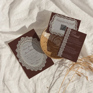 Retro-Chocolate-Braune-Spitzen-Doily-Old-Money-Hoc Einladung