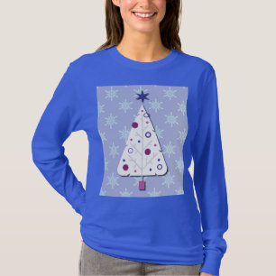 Retro-Christbaum und Schneeflocken-Kunst auf T-Shi T-Shirt