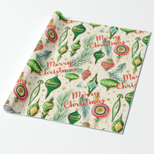 Retro-Christbaumschmuck-Wonne Geschenkpapier