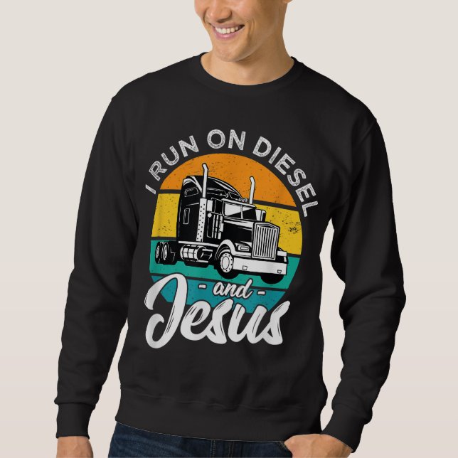 Retro-Christlicher LKW-Fahrer, den ich mit Diesel  Sweatshirt (Vorderseite)