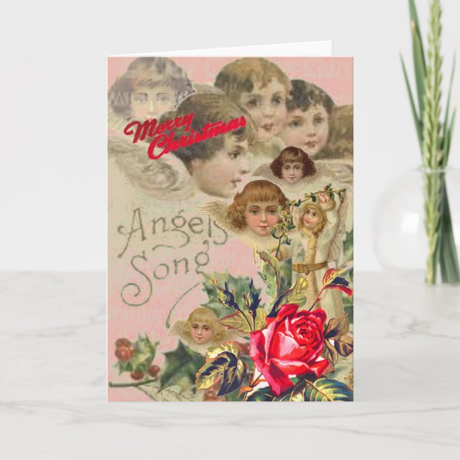 RETRO CHRISTMAS ANGELS Grußkarte Karte (Vorderseite)