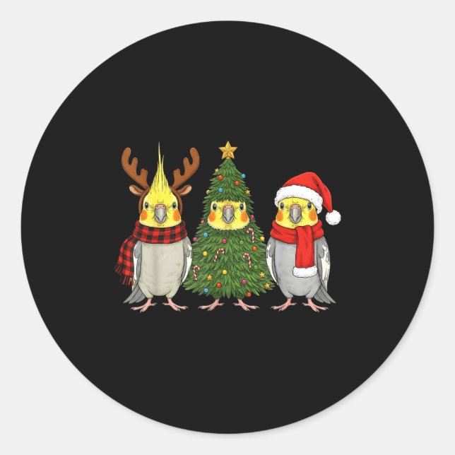 Retro Christmas Atiel Parrot Santa Reindeer  Runder Aufkleber (Vorderseite)