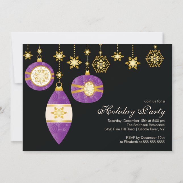 Retro Christmas Balls Invitation à la fête de Noël (Devant)