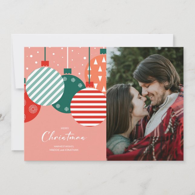 Retro Christmas Baubles - Klassischer Feiertagskar Feiertagskarte (Vorderseite)