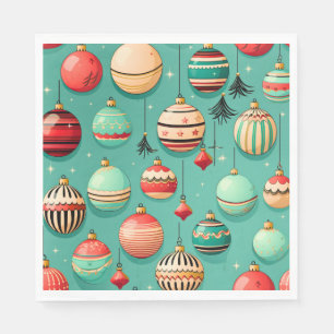 Retro Christmas Baubles Serviette
