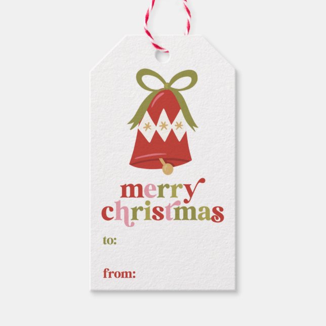 Retro Christmas Bell Fill-in Geschenktasten Geschenkanhänger (Vorderseite)