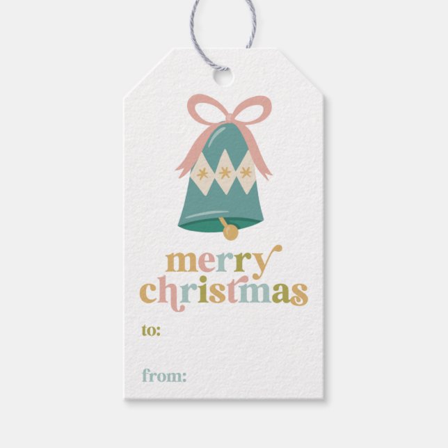Retro Christmas Bell Fill-in Geschenktasten Geschenkanhänger (Vorderseite)