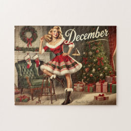 Retro Christmas Blonde Button-Up Girl