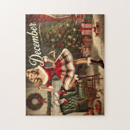 Retro Christmas Blonde Button-Up Girl