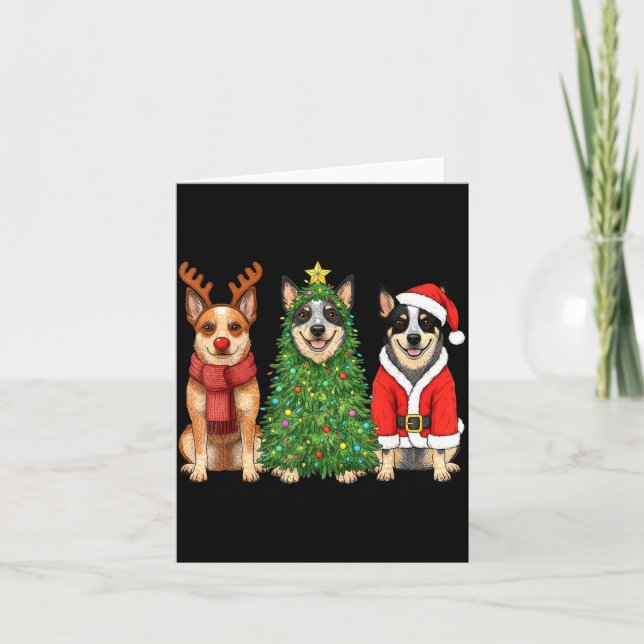Retro Christmas Blue Heeler Santa Reindeer Dog Lov Karte (Vorderseite)