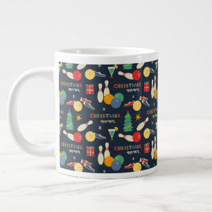 Retro Christmas Bowling Pattern Jumbo-Tasse