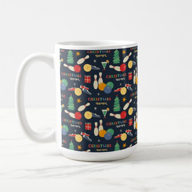 Retro Christmas Bowling Pattern Kaffeetasse (Links)