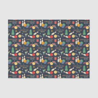 Retro Christmas Bowling Pattern Seidenpapier