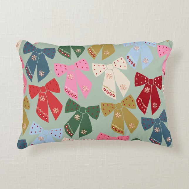 Retro Christmas Bows Coquette Dekokissen (Vorderseite)