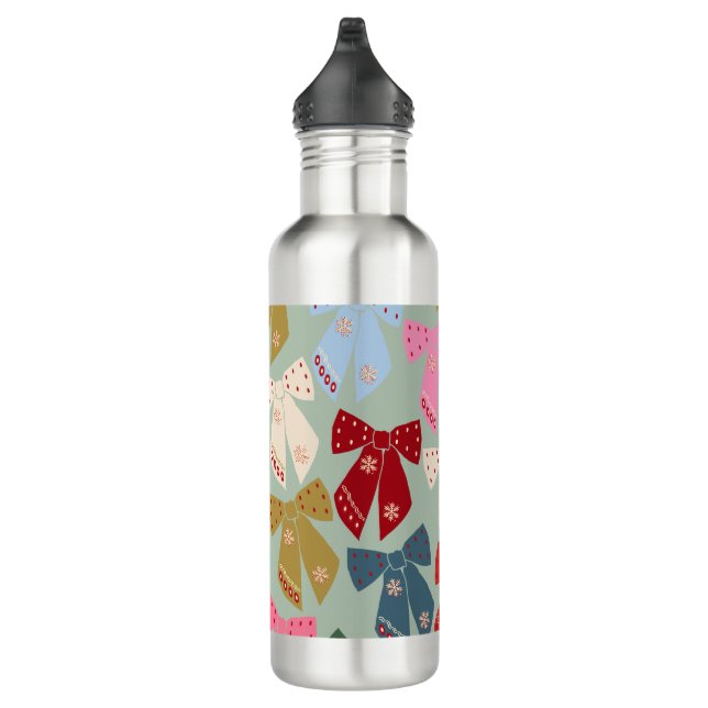 Retro Christmas Bows Coquette Edelstahlflasche (Rechts)