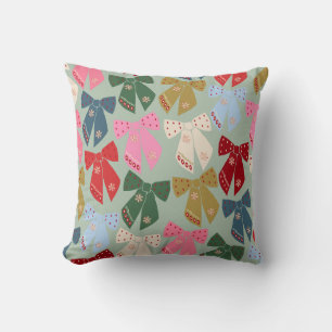 Retro Christmas Bows Coquette Kissen
