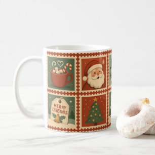Retro Christmas Briefmarke Collage Holiday Tasse