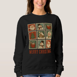 Retro Christmas Briefmarke Collage Sweatshirt