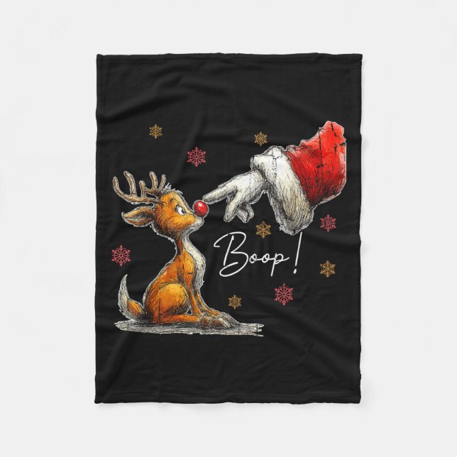 Retro Christmas Cartoon Boop, Christmas Reindeer  Fleecedecke (Vorderseite)