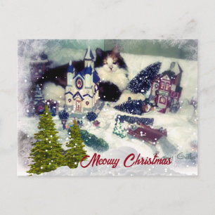 Retro Christmas Cat / Cat Lover Holiday Postkarte