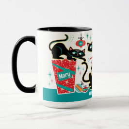 Retro Christmas Cats Mug Customizable Tasse