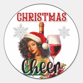 Retro Christmas Cheers Pinup Runder Aufkleber