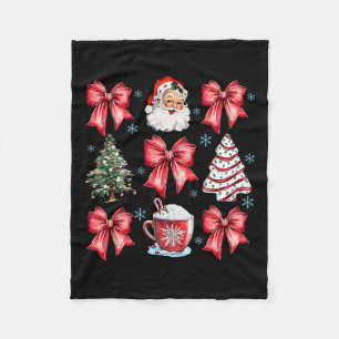 Retro Christmas Coquette Bow Santa Coffee Cake Hol Fleecedecke