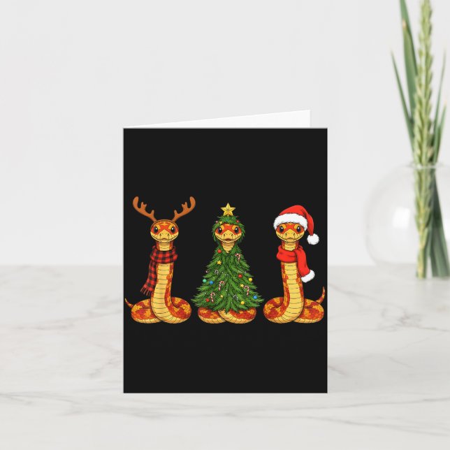 Retro Christmas Corn Snake Santa Reindeer  Karte (Vorderseite)