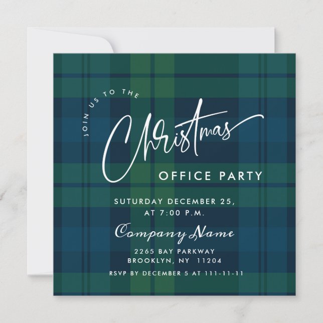Retro Christmas Corporate Kariert Holiday Party Einladung (Vorderseite)