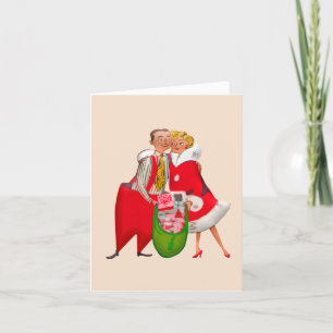 RETRO CHRISTMAS COUPLE ART GREETING CARTE