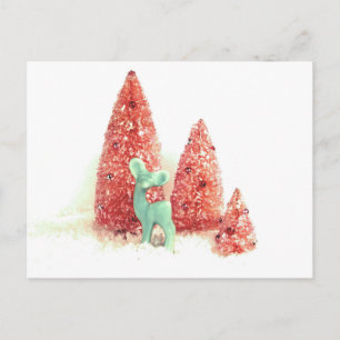 Retro Christmas Deer Feiertagspostkarte