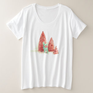 Retro Christmas Deer Große Größe T-Shirt