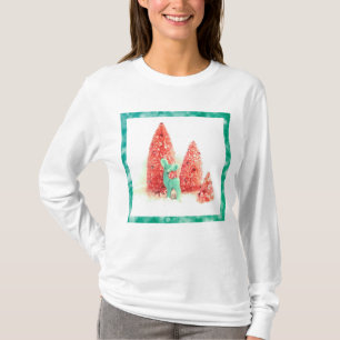 Retro Christmas Deer mit Aqua Frame T-Shirt