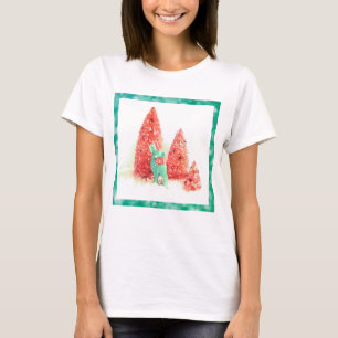 Retro Christmas Deer mit Aqua Frame T-Shirt