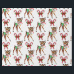 Retro Christmas Deer und Candy Canes Geschenkpapier<br><div class="desc">Niedliches Weihnachtsdesign mit farbenfrohen Weihnachtshirschen und Zuckerrohrmotiven.</div>