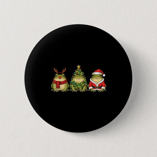 Retro Christmas Desert Rain Frog Santa Reindeer  Button (Vorderseite)